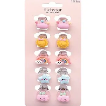 Skřipce do vlasů s roztomilým motivem 2,5 x 2 x 2,5 cm, 10 ks