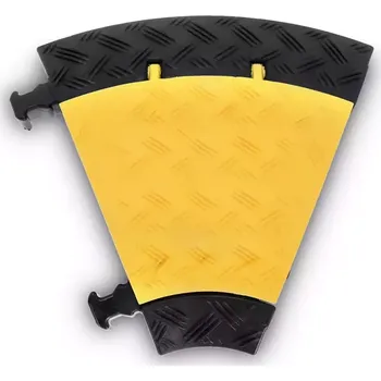 kabelová chránička Černo-žlutý plastový rohový kabelový most s víkem "levá zatáčka" DEFENDER MINI - šířka 29 cm, výška 5 cm