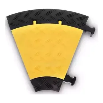 kabelová chránička Černo-žlutý plastový rohový kabelový most s víkem "pravá zatáčka" DEFENDER MINI - šířka 29 cm, výška 5 cm