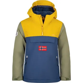 Trollkids Dětská nepromokavá bunda do deště Kirkenes Anorak Yellow/Blue (322-703) 176