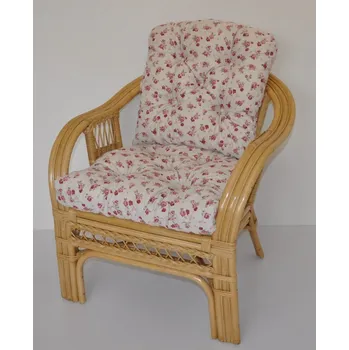 Ratanové křeslo Rio De Janeiro medové - polstr motiv růže