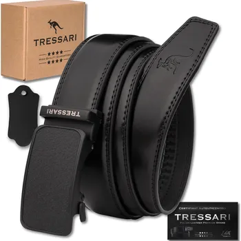 Opasek Camerazar Pánský černý automatický pás na kalhoty z přírodní kůže 125 cm TRESSARI