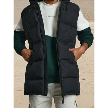 Dámská vesta Sinsay - Dlouhá prošívaná vesta s kapucí - černá - 273EU-99X - 273EU-99X-L