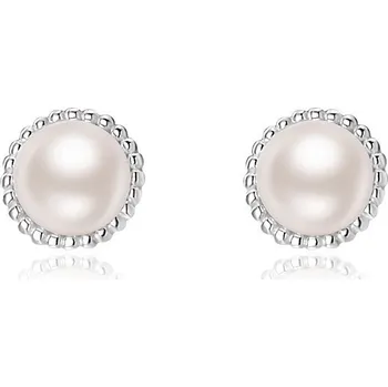 Náušnice NUBIS® Stříbrné puzetové perlové náušnice - NB-3110