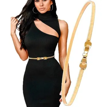 Opasek Pružinový Kovový Pásek SNAKE s Růžovozlatou Mašlí, Elastický, Délka 66-125 cm