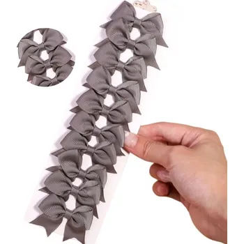 Ozdoba do vlasů Sada 10 Dětských Spon s Šedými Mašlemi, Ručně Vyrobené z Kovu a Látky, Velikost 1,7-2,4 cm