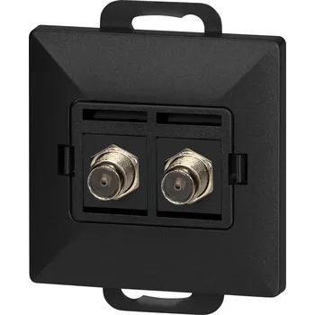 Elektrická zásuvka Dvojitá zásuvka typu F Pearl, TV/F-F1/P2, černá