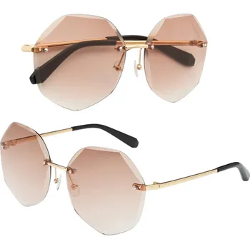 Sluneční brýle Camerazar Dámské Sluneční Brýle Bez Obrouček, Hnědé, Kovový Rám, UV 400 Kat. 3 Filtrem, Velikost 62 mm x 58 mm