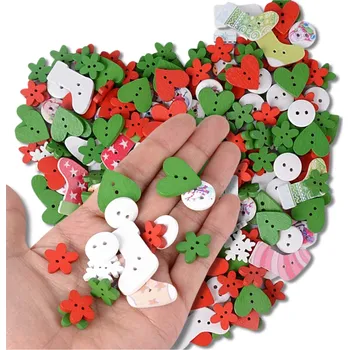 Knoflík Camerazar Sada 100 kusů ručně vyráběných dřevěných barevných knoflíků DIY