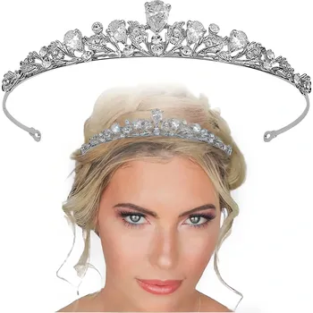 Svatební dekorace Camerazar Svatební diadém se stříbrnou korunkou, zirkony a křišťály