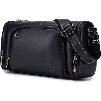 Bullcaptain pánská kožená Travel taška Ernest Černá