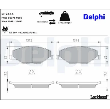 Brzdová destička Sada brzdových destiček, kotoučová brzda DELPHI LP2444