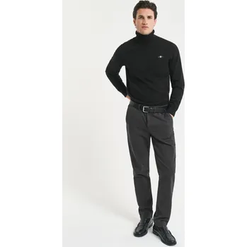 Pánské oblečení KALHOTY GANT SLIM COTTON HERRINGBONE PANTS ANTRACITE