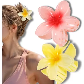 Camerazar Barevné květinové sponky do vlasů Plumerie - Sada 2 ks pro stylový účes