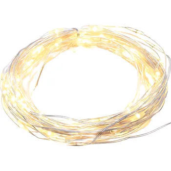 Vánoční dekorace ACA Lighting LED dekorační stříbrná girlanda, 8 funkcí, 100 LED, teplá bílá, 10m, 230V, IP44