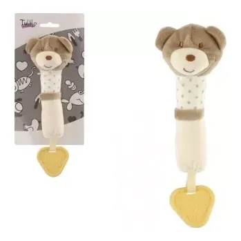 plyšák Teddies Pískátko/kousátko medvěd plyš 24 cm béžový na kartě v sáčku