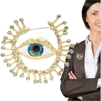 Brož Camerazar Kulatý špendlík brož Zlatá se zirkony a modrým okem