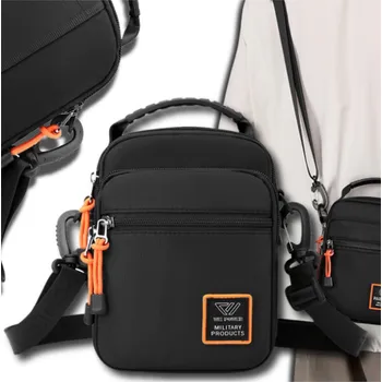 Pánská sportovní taška přes rameno, malá, vodotěsná, Nylon-Oxford tkanina, černá, 15x20x9 cm