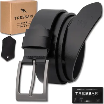 Opasek Camerazar Pánský kožený pásek 100% přírodní kůže černý k nohavici TRESSARI