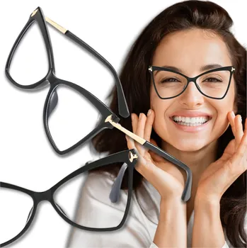 Brýlová obroučka Stylové brýle s kočičíma očima, černá, plast, UV400 filtr, 147mm délka