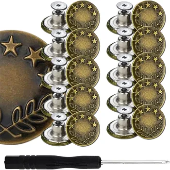 Knoflík Camerazar Sada kovových šroubovacích knoflíků na džíny 10 ks + šroubovák