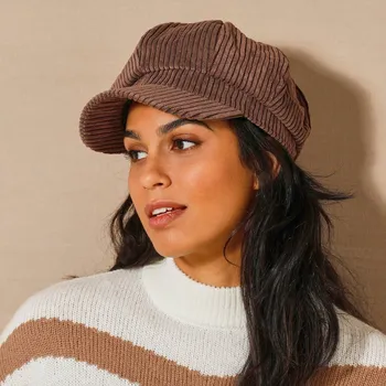 Kšiltovka Manšestrový baret s kšiltem čokoládová