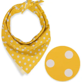 Bavlněný šátek Sandra SA-598 Bílé puntíky na žlutém 80 x 80 cm