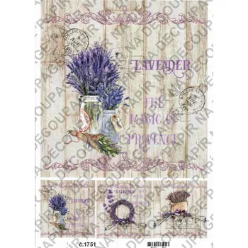 Umělecký papír Rýžový a soft papír na decoupage - Levandule - KB01751 Materiál: Soft, Rozměr: A4