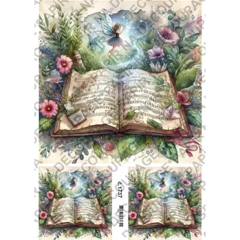 Umělecký papír Rýžový a soft papír na decoupage - Knižní víla - KB01737 Materiál: Soft, Rozměr: A4
