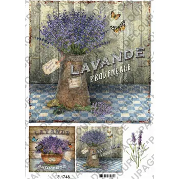 Umělecký papír Rýžový a soft papír na decoupage - Levandule - KB01748 Materiál: Soft, Rozměr: A4