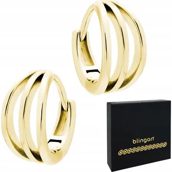 Náušnice Stříbrné náušnice trojitě hladké, pozlacené, STŘÍBRO 925