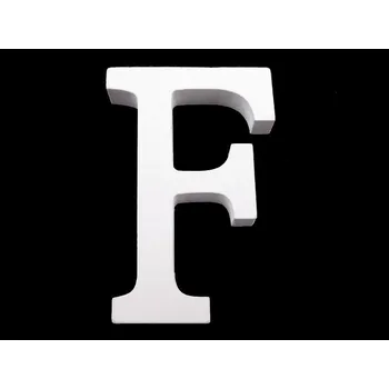 Dřevěná dekorace písmena abecedy, malé, 6 "F" bílá sněžná