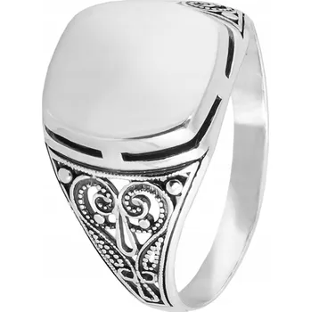 Prsten Pánský stříbrný pečetní prsten ryzost 925 Prolamovaný leštěný prsten + GRAVÍROVÁNÍ | vel. 23