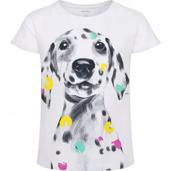 Dívčí tričko Dívčí tričko dětské bílé 128 Pes s puntíky Endo
