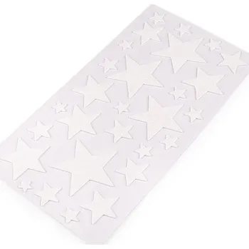 Samolepicí pěnová guma Moosgummi hvězdy s glitry - mix velikostí, malé, 1 bílá AB