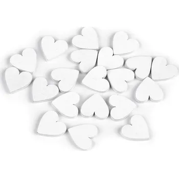 Dřevěné srdce k nalepení / dozdobení, malé, 1 bílá