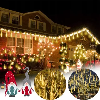 Vánoční dekorace 10 Ks Vánoční LED světýlka, romantická světýlka s efektem padajícího sněhu/deště meteorů, 5 m