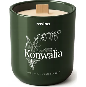 Svíčka KONVALINKA SÓJOVÁ SVÍČKA VONNÁ SVÍČKA DŘEVĚNÝ KNOT KONVALINKOVÁ KVĚTINOVÁ