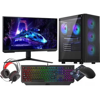 Stolní počítač Herní PC sestava RGB Ryzen 7 5700X RTX 4060 32GB SSD 1TB WIFI W11 24" DLSS 3