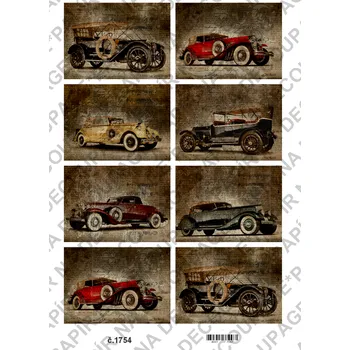 Umělecký papír Rýžový a soft papír na decoupage - Auto retro veterán - KB01754 Materiál: Soft, Rozměr: A4