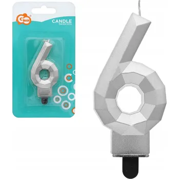 Dortová svíčka SVÍČKA NA NAROZENINY číslice 6 stříbrný křišťál VYPADÁ KRÁSNĚ