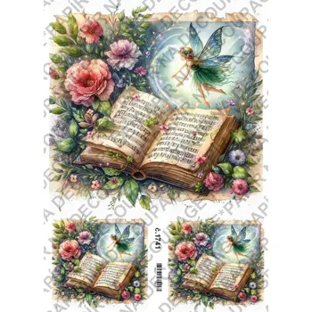 Umělecký papír Rýžový a soft papír na decoupage - Knižní víla - KB01741 Materiál: Soft, Rozměr: A4