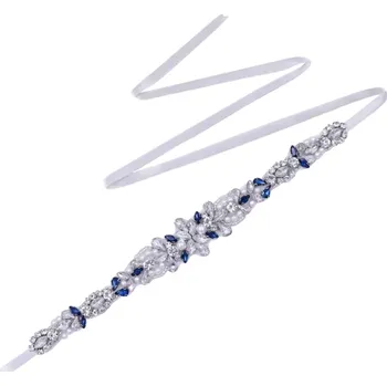 Dámské šaty B-TOP Elegantní pás na šaty s perlami a krystaly - tmavě modrá Typ: Typ 1