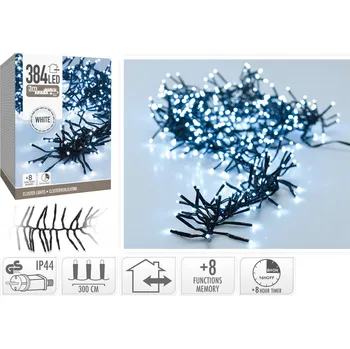 Vánoční dekorace osvětlení vánoční 3m 384LED studená BÍ 8 funkcí s časovačem