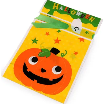 Sáček na potraviny Sáček s atlasovou stuhou Halloween 15x22,5 cm, malé, 1 žlutá zelená