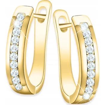 Náušnice Zlaté Náušnice Anglické Kroužky 585 Klasická Kola se Zirkony STŘÍBRO 925