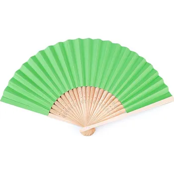 Karnevalový doplněk Vějíř papírový k domalování 21x36 cm, malé, 12 zelená pastelová