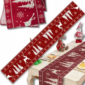 Obraz Obrus bieżnik na stół świąteczny Vánoční bordó 33x183 cm ozdobný