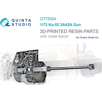 Plastikový model Quinta studio 1/72 Ka-52 2A42 gun with metal barrel (DREAM M.)