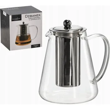 Žáruvzdorná konvice se sítkem na čaj 1300 ml SKLENĚNÉ UCHO